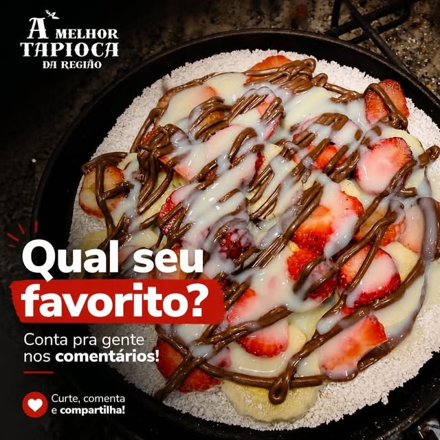 Tapioca doce de morango com Nutella